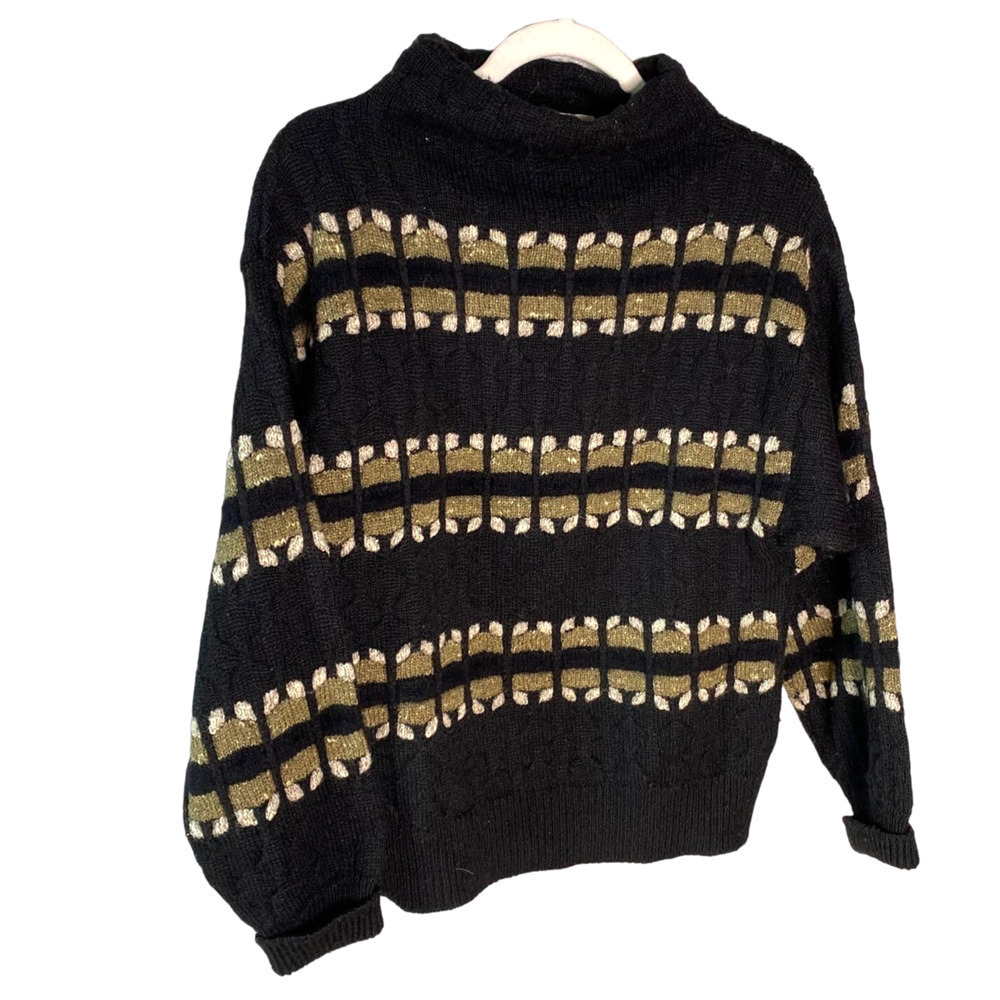 Black and Gold Striped Women's Sweater